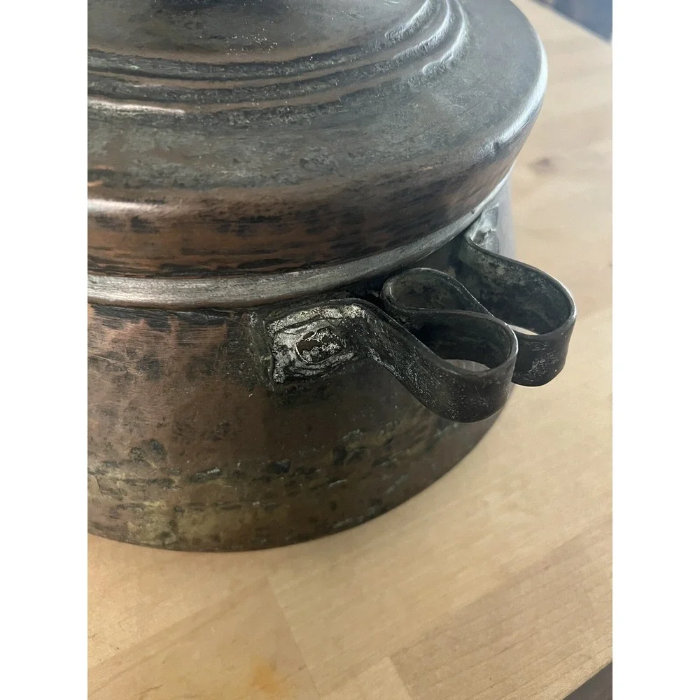 VERY RARE ANTIQUE COPPER 18TH/19TH CENTURY  TRADE KETTLE with OLD PATINA AND LID